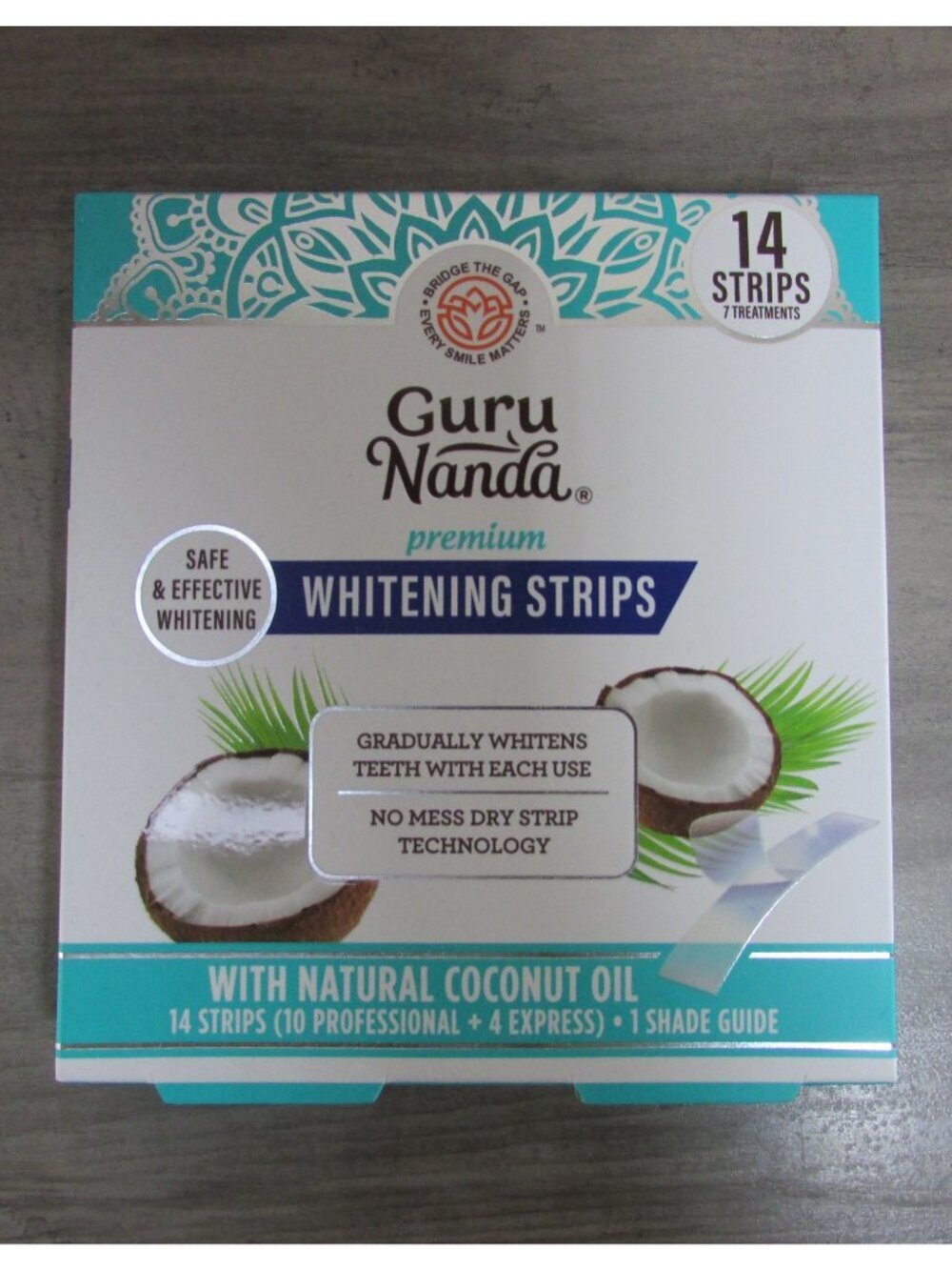 Guru Nanda Premium Whitening Strips Natural Coconut Oil 14 Ct